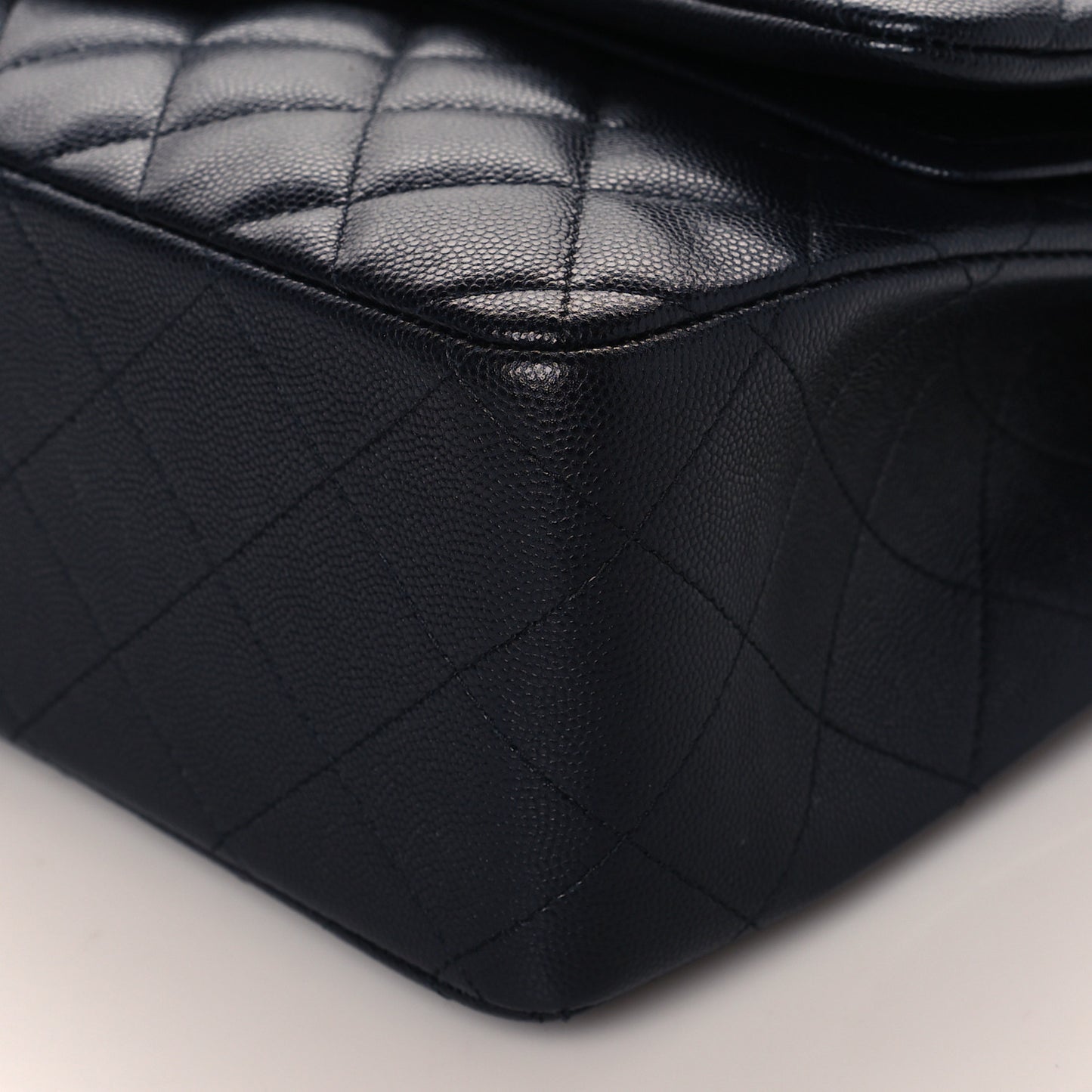 Caviar Quilted Jumbo Double Flap Navy Blue