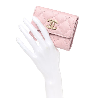 Chanel Caviar Quilted Studded CC Flap Card Holder Light Pink 2 of 9