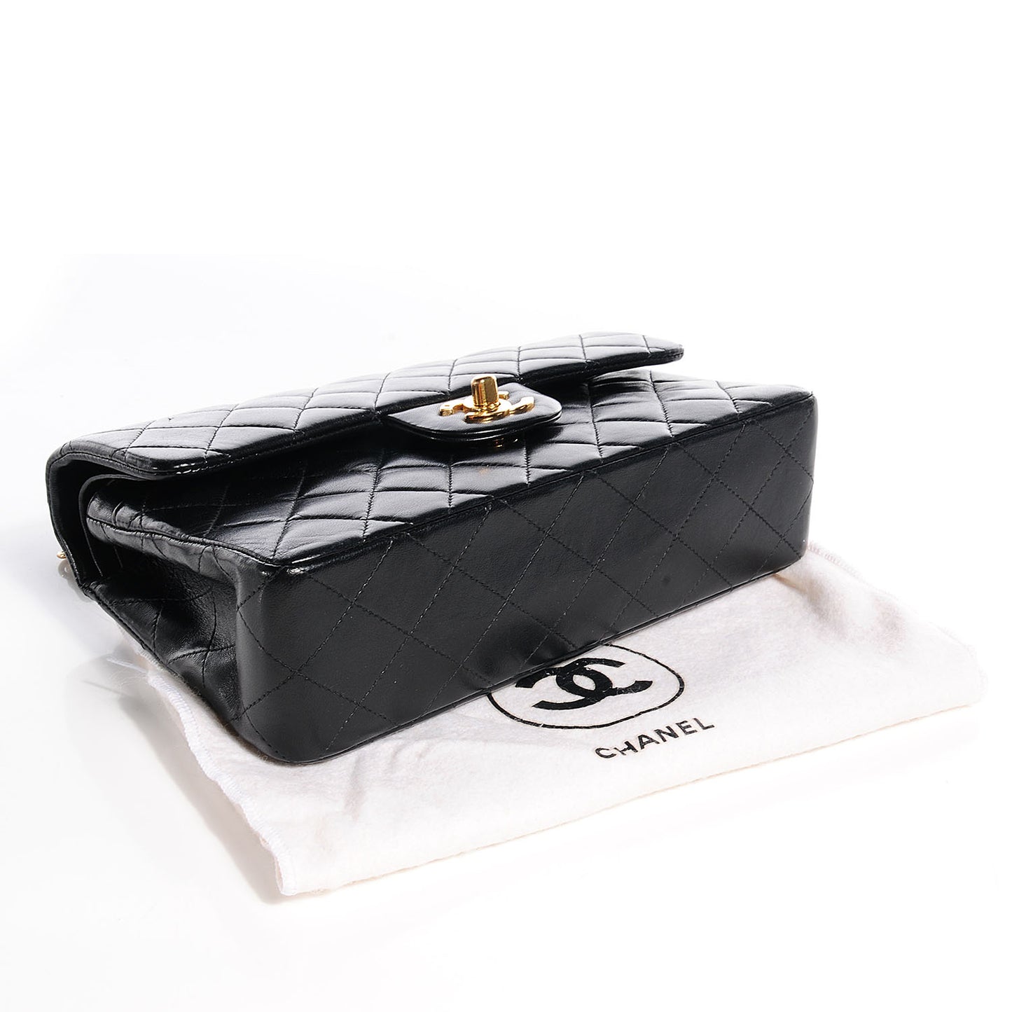 Lambskin Quilted Small Double Flap Black