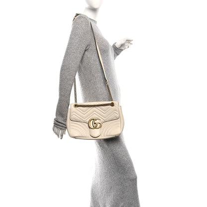 Gucci Calfskin Matelasse Medium GG Marmont Shoulder Bag White 3 of 10