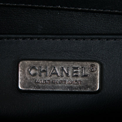 Chanel Lambskin Embroidered Python Chevron Medium Boy Flap Black Green 6 of 9