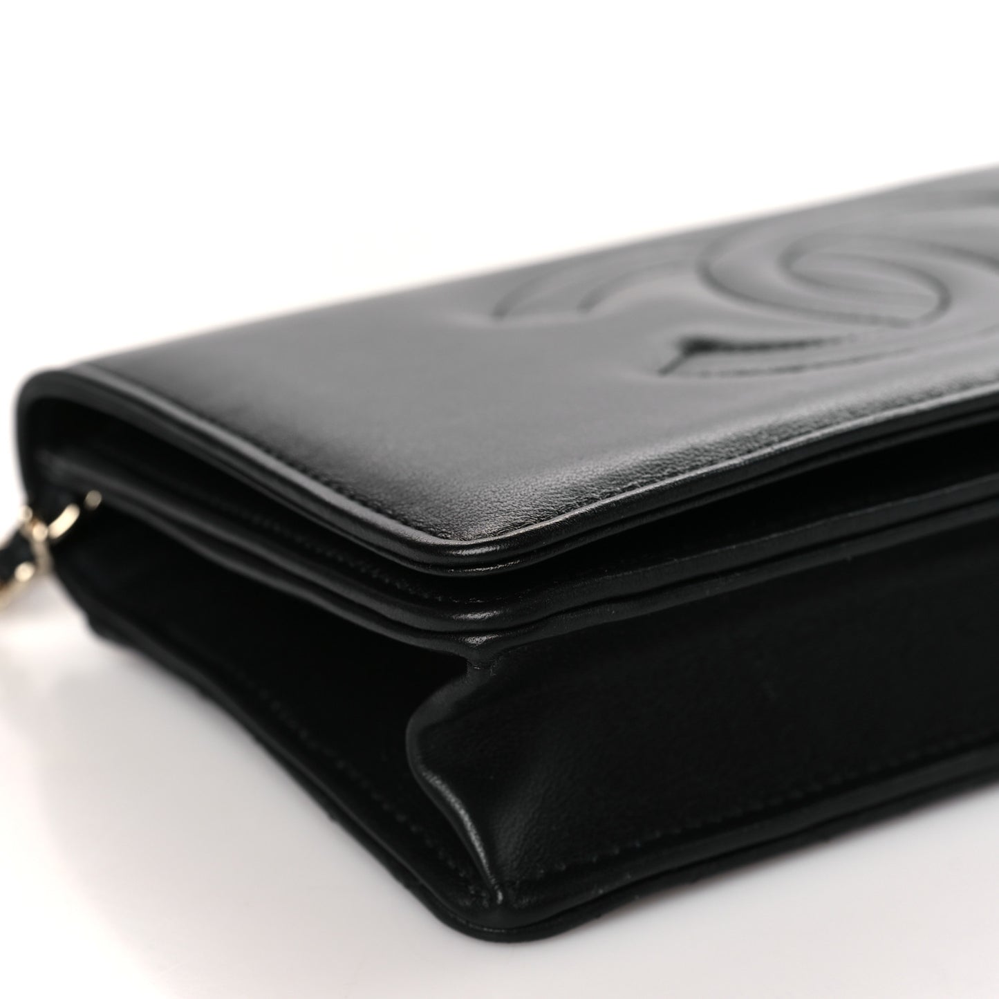Lambskin Quilted Timeless CC Wallet On Chain WOC Black