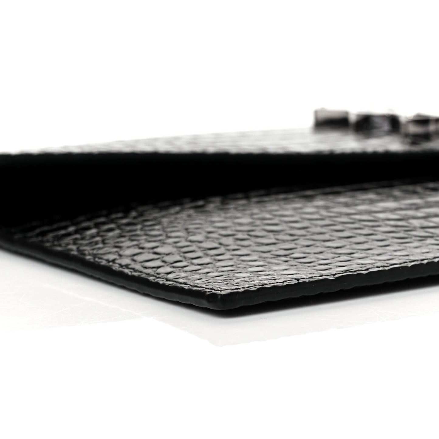 Calfskin Crocodile Embossed Uptown Monogram Clutch Black