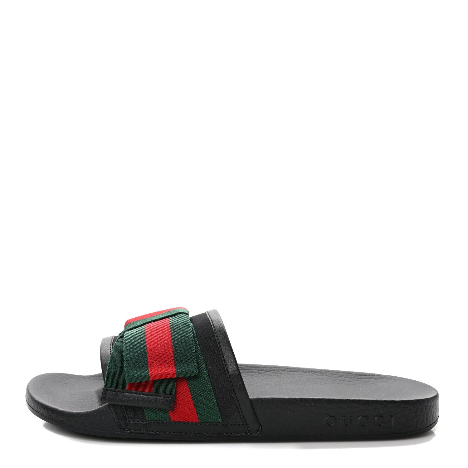 Gucci Satin Web Bow Slide Sandals 39 Black 1 of 8