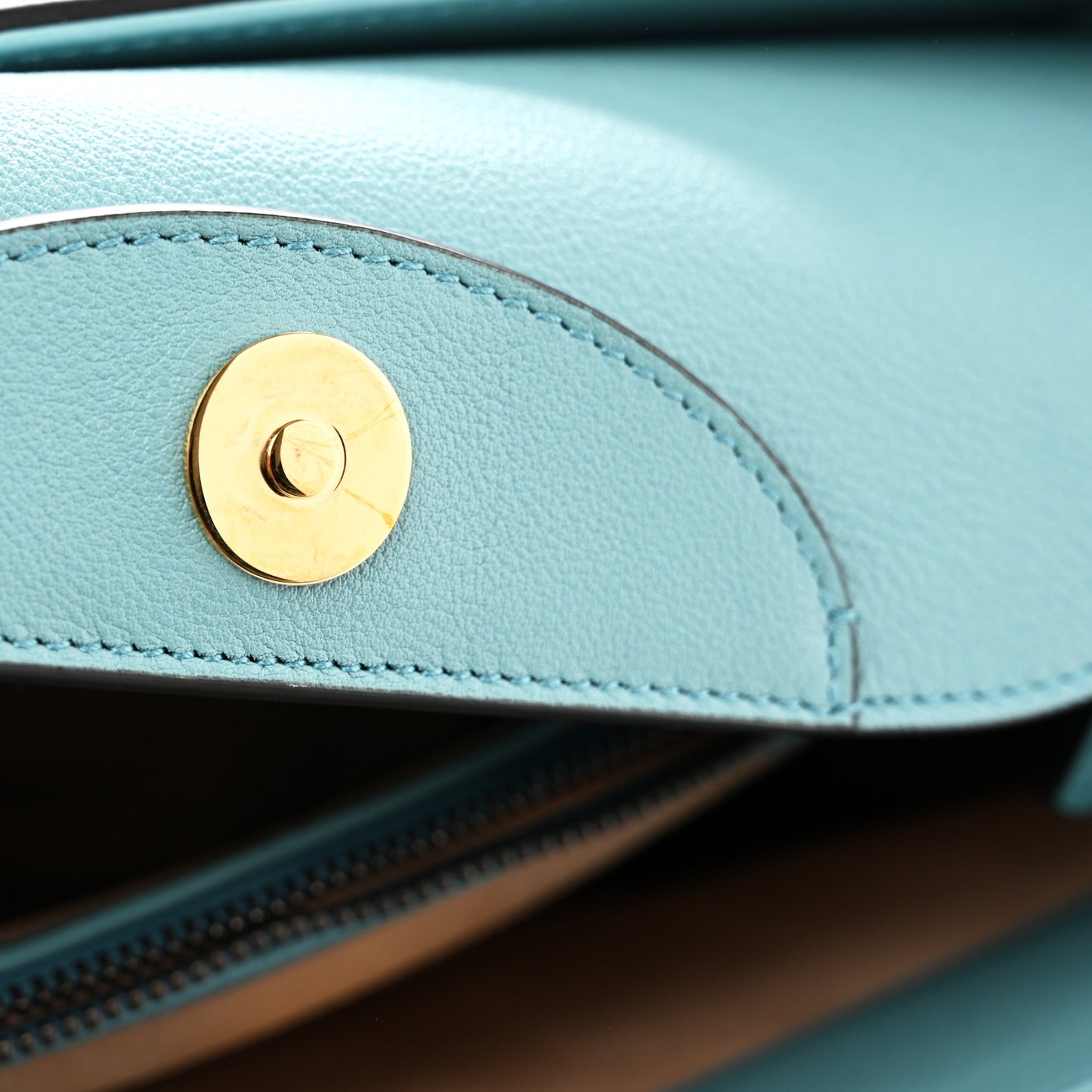 Wonka Grain Calfskin Medium Diana Tote Bag Dusty Azure Orange Fluo