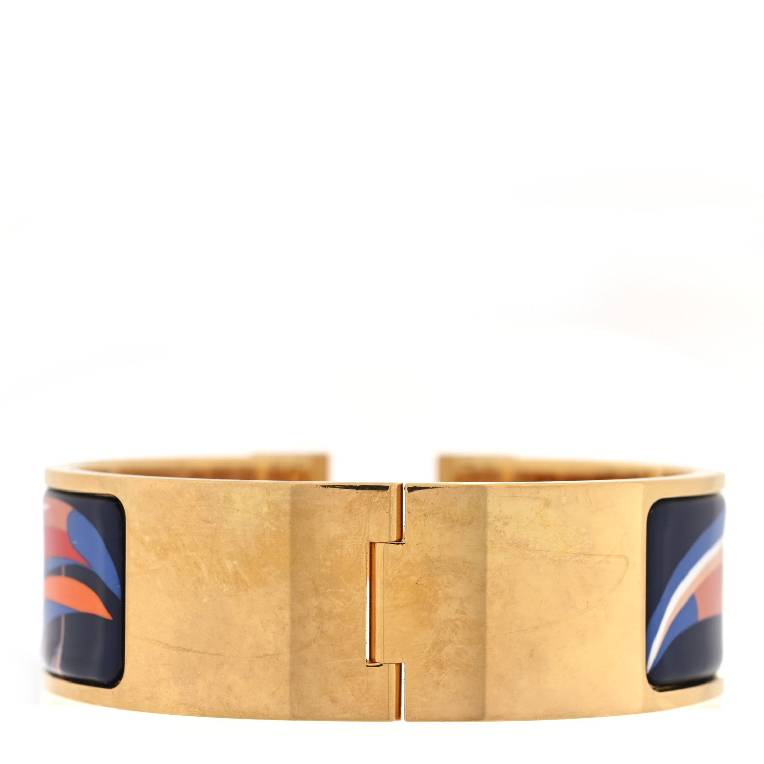 Hermes Enamel Toucan de Paradis Printed Wide Click Clac H Bracelet Indigo Multicolor 3 of 4