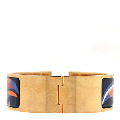 Hermes Enamel Toucan de Paradis Printed Wide Click Clac H Bracelet Indigo Multicolor 3 of 4