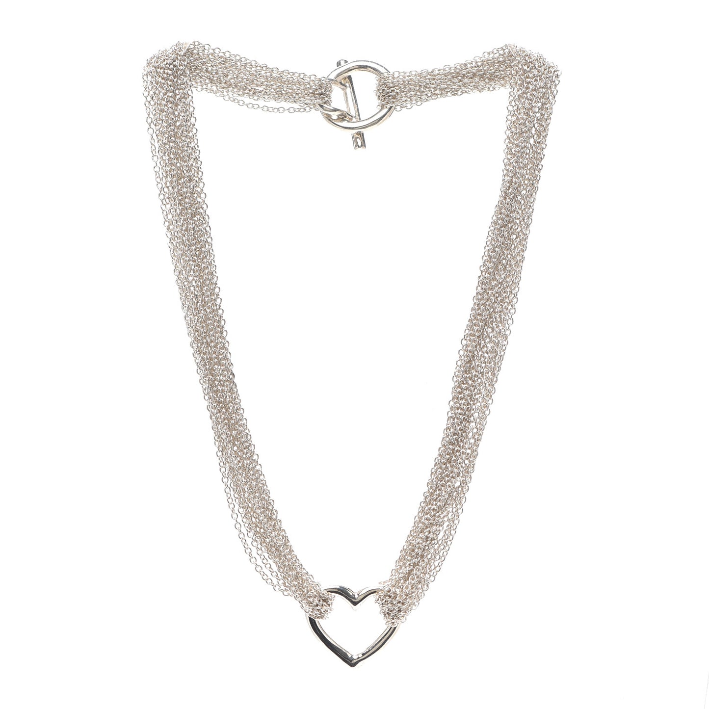 Sterling Silver Heart Multi Chain Toggle Necklace