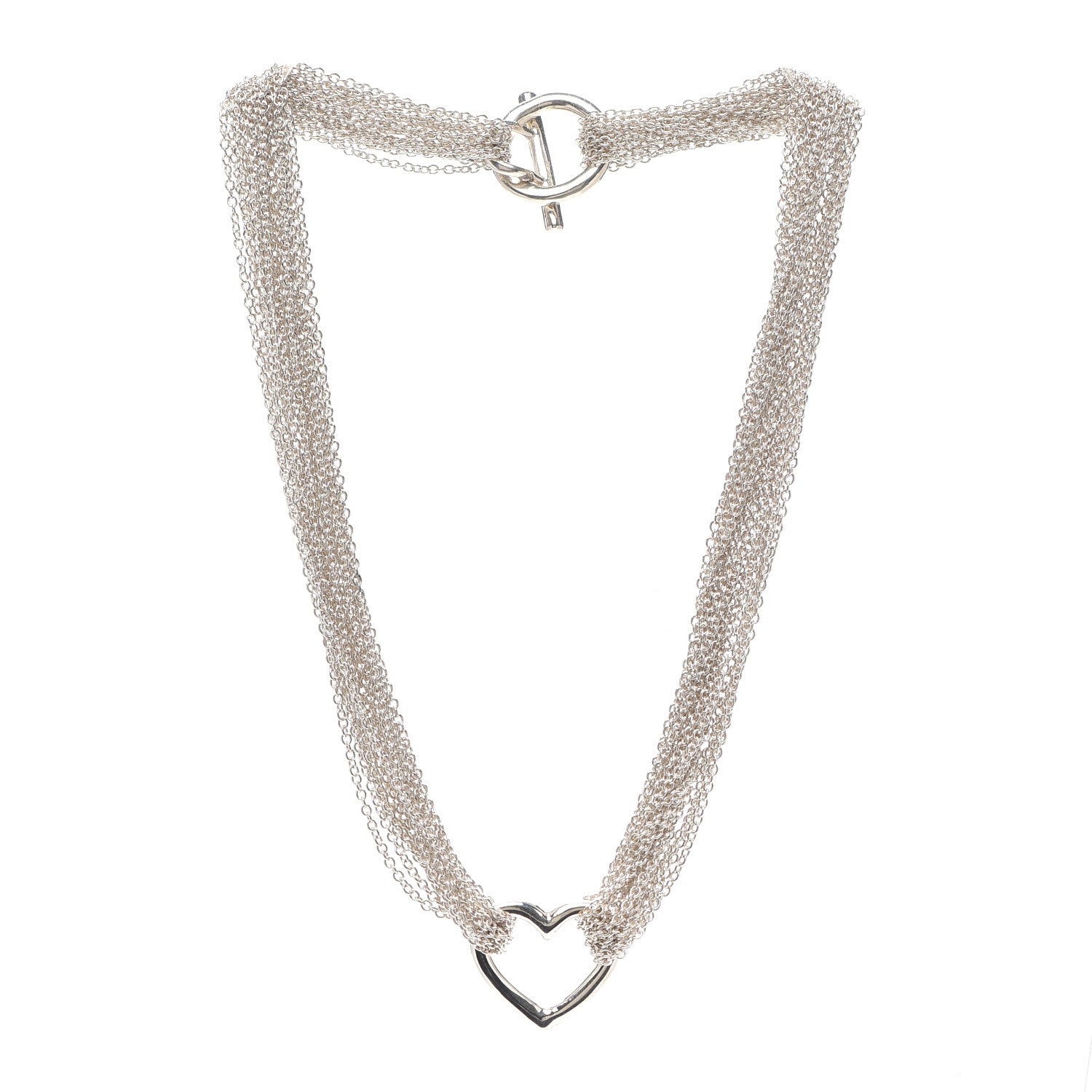Tiffany Sterling Silver Heart Multi Chain Toggle Necklace 3 of 4