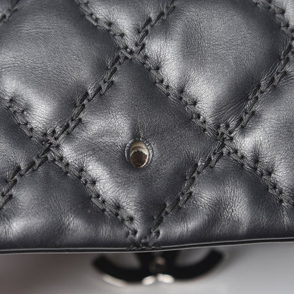 Chanel Calfskin Quilted Double Stitch Hamptons Clutch with Chain Black 10 of 11