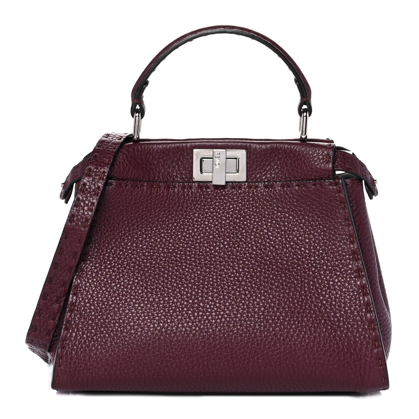 Cuoio Romano Selleria Bi-Color Mini Peekaboo Iconic Satchel Bordeaux Grigio Polvere