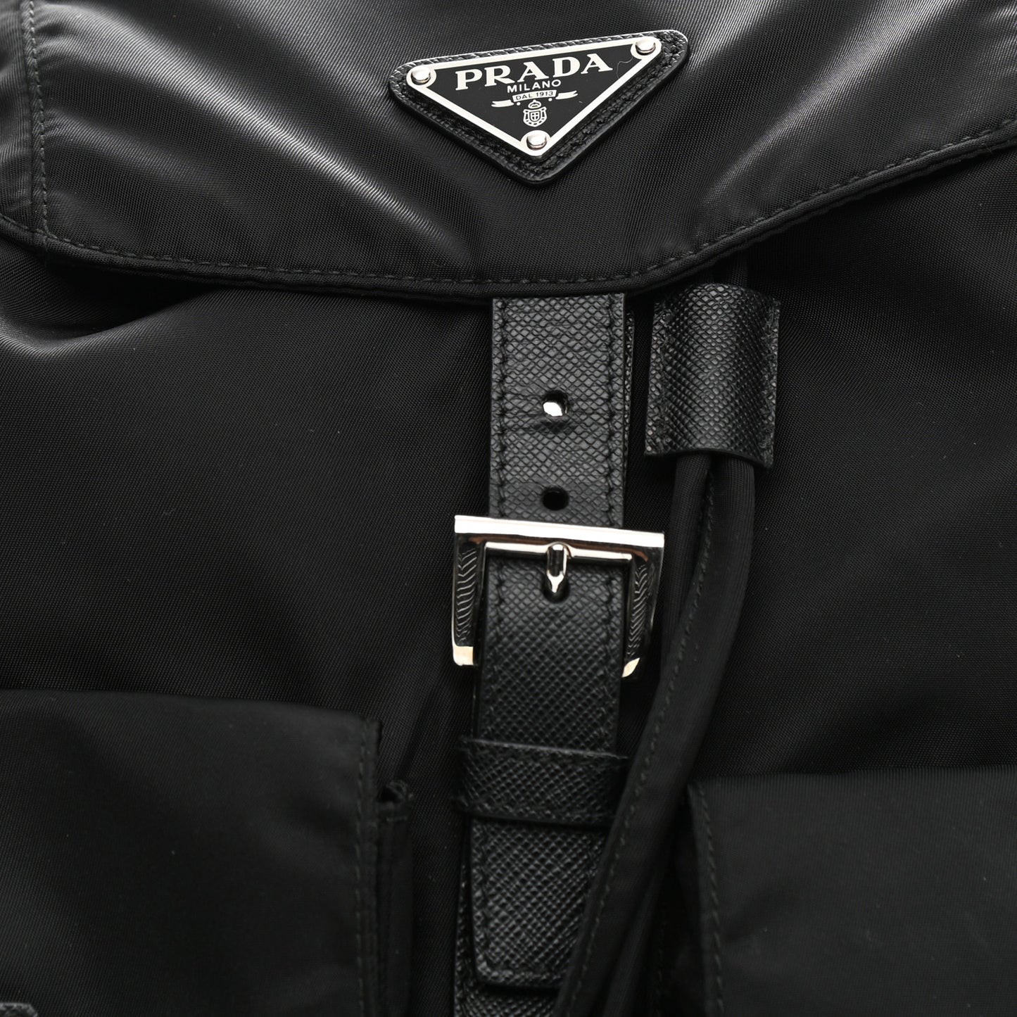 Tessuto Nylon Saffiano Medium Backpack Black