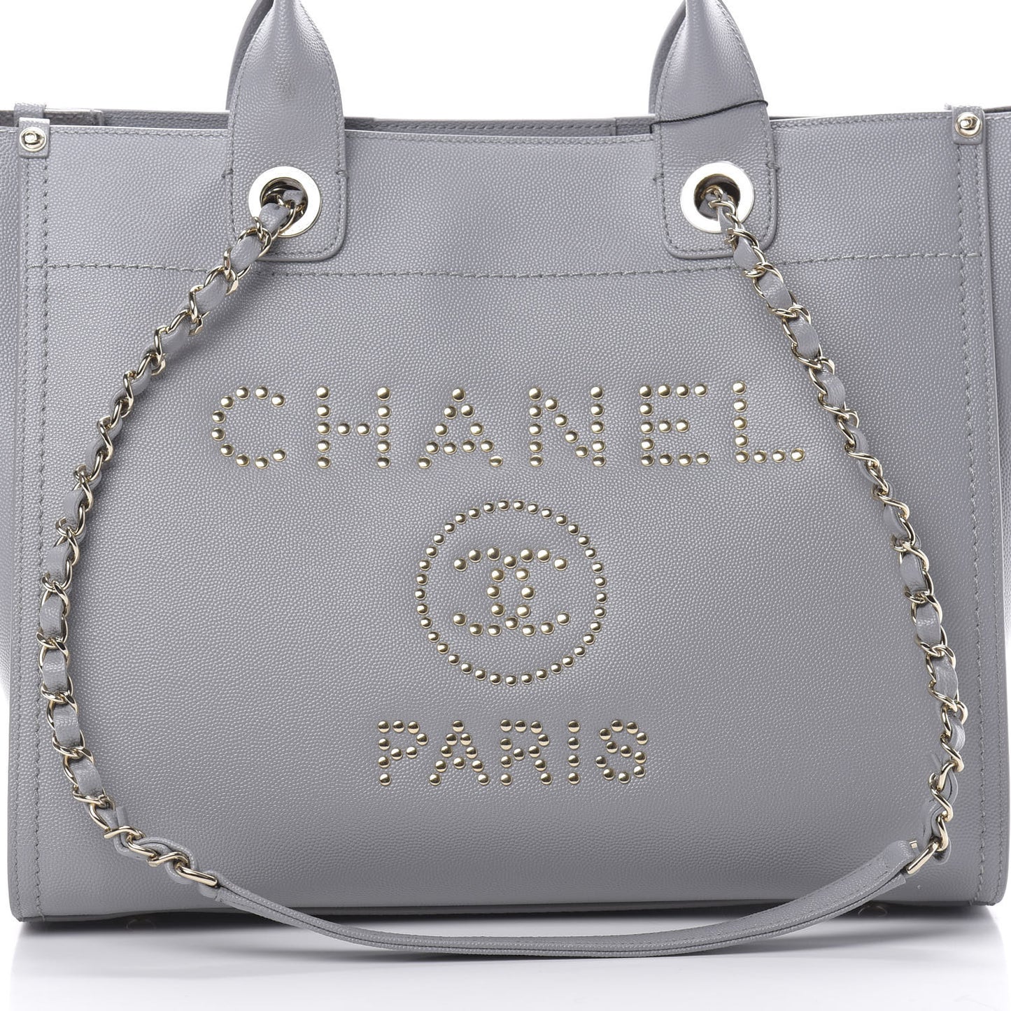 Caviar Studded Small Deauville Tote Grey