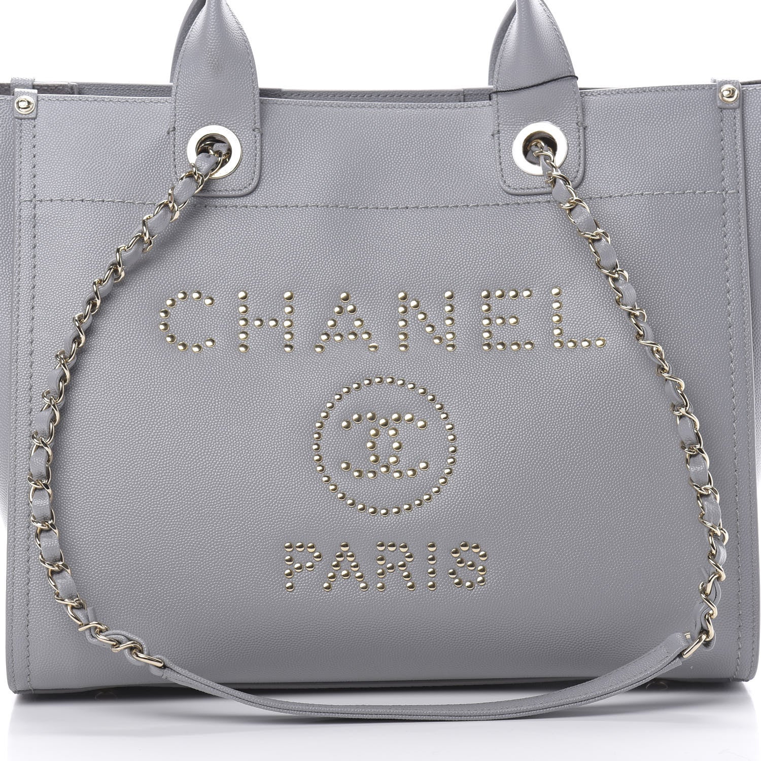 Chanel Caviar Studded Small Deauville Tote Grey 9 of 12