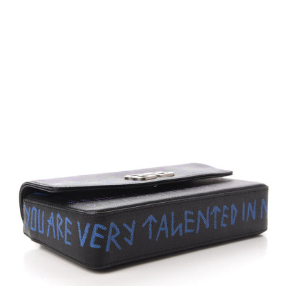 Balenciaga Grained Calfskin Graffiti BB Chain Wallet Black Bleu Violet 4 of 9