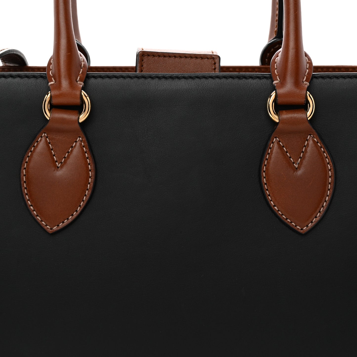 Calfskin Small Top Handle Bag Navy Brown