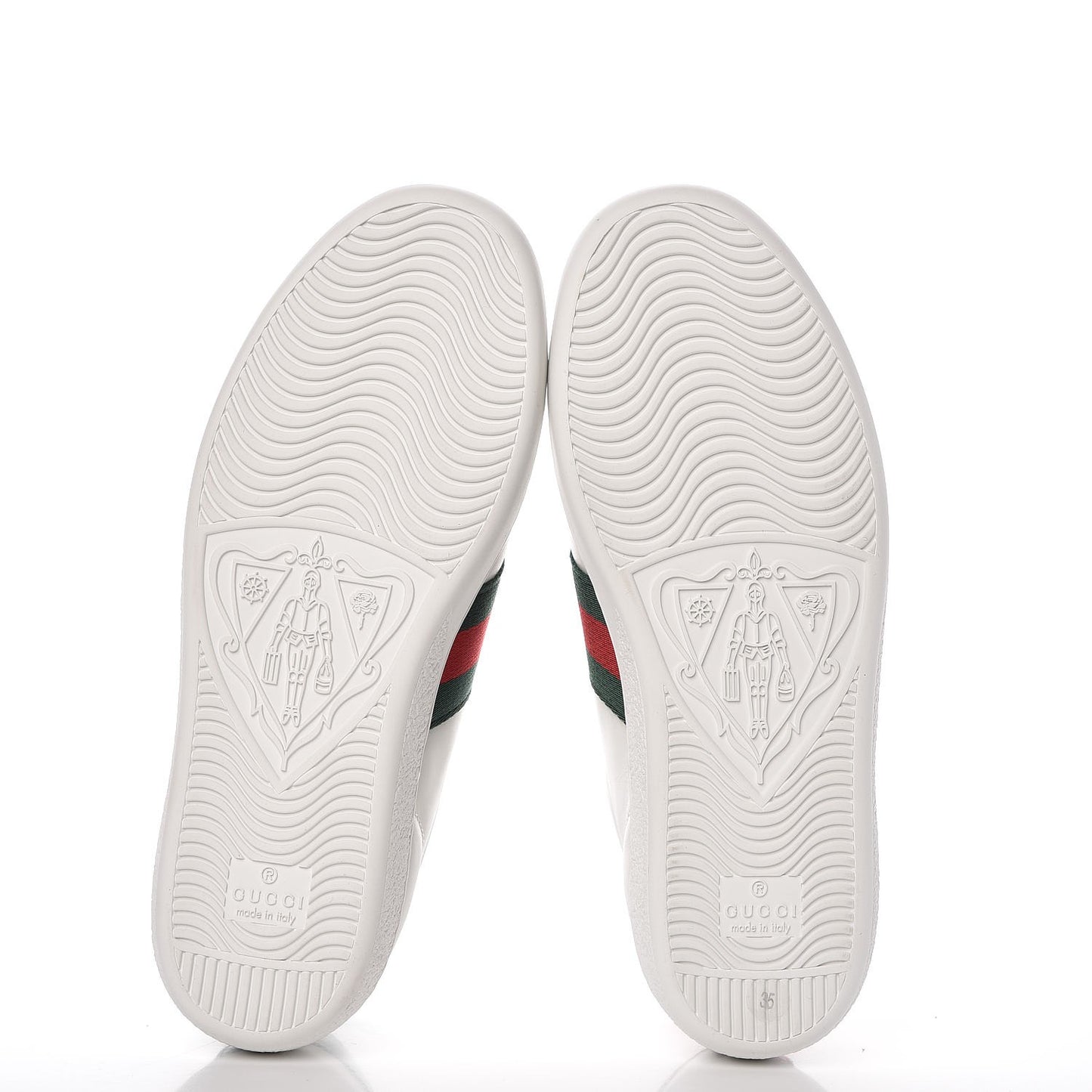 Calfskin Ayers Bee Embroidered Womens Ace Sneakers 35 White Green