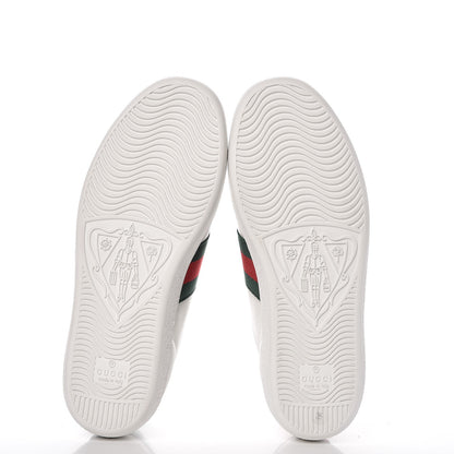Gucci Calfskin Ayers Bee Embroidered Womens Ace Sneakers 35 White Green 5 of 10