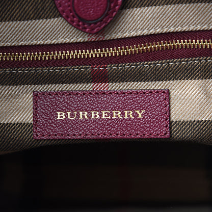 Burberry Soft Grain Calfskin Bi-Color Small Elmstone Hobo Dark Plum Dusty Pink 6 of 9
