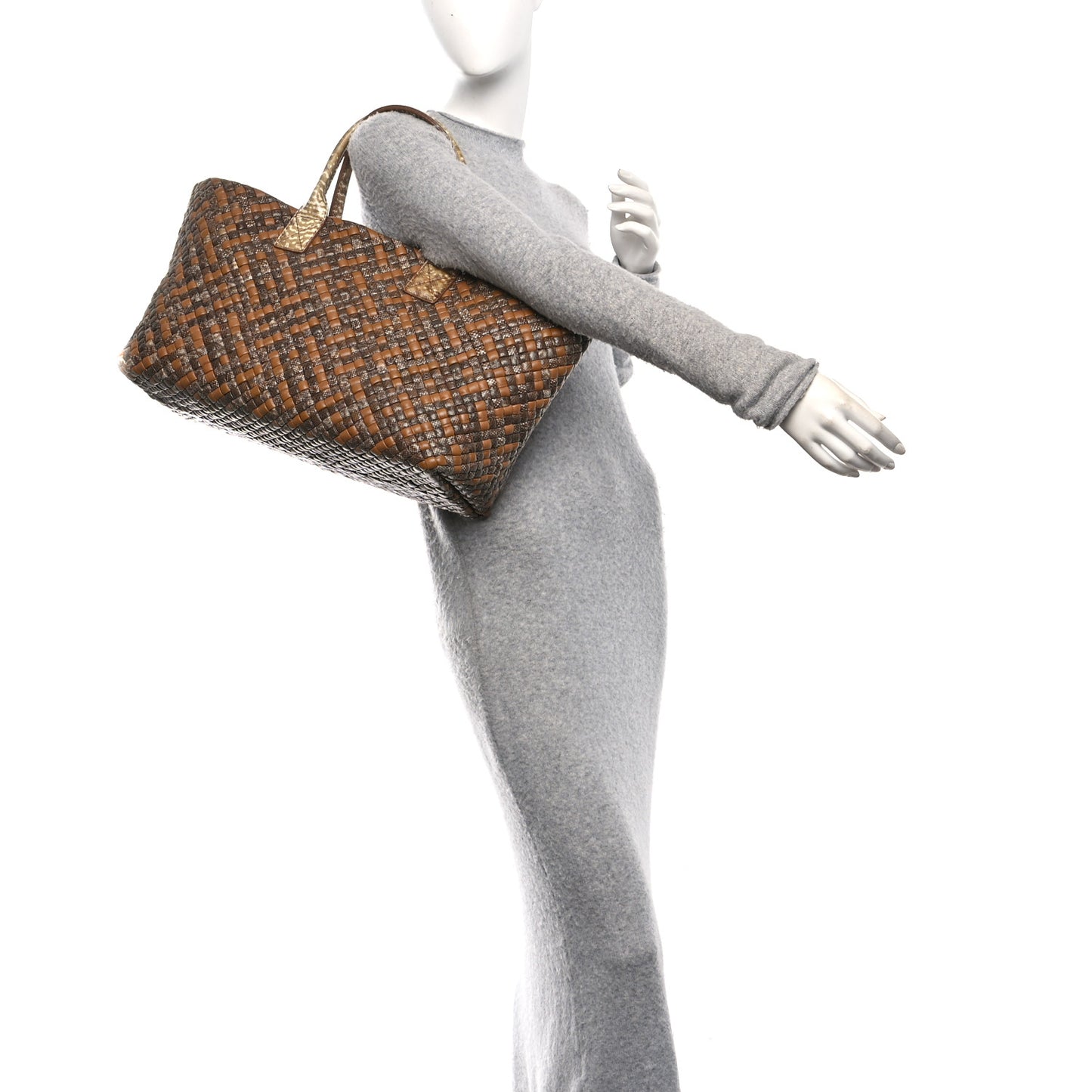 Nappa Snakeskin Intrecciato Medium Cabat Brown Multicolor