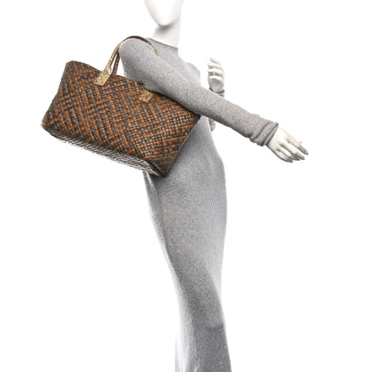 Bottega Veneta Nappa Snakeskin Intrecciato Medium Cabat Brown Multicolor 2 of 11