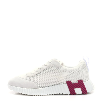 Hermes Air Mesh Suede Goatskin Bouncing Sneakers 41 White Orange Pink 1 of 7