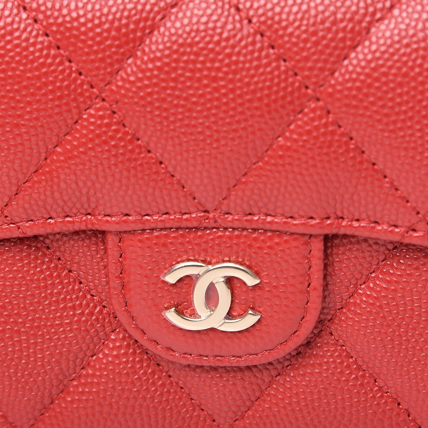 Chanel Caviar Quilted Flap Card Holder On Chain Red 9 of 12