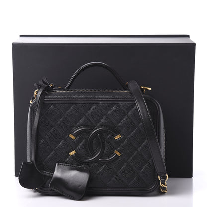 Chanel Caviar Quilted Medium CC Filigree Vanity Case Black 11 of 11