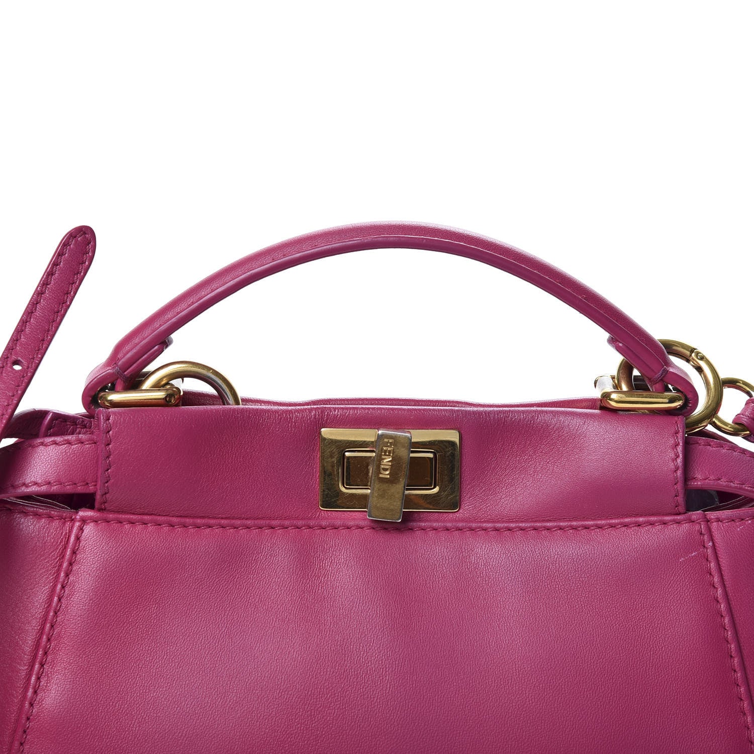 Fendi Nappa Mini Peekaboo Iconic Satchel Magenta 10 of 10