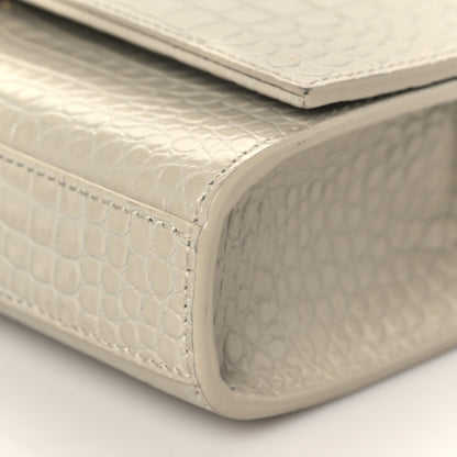 Saint Laurent Calfskin Crocodile Embossed Small Classic Monogram Kate Tassel Satchel Crema Soft 9 of 9