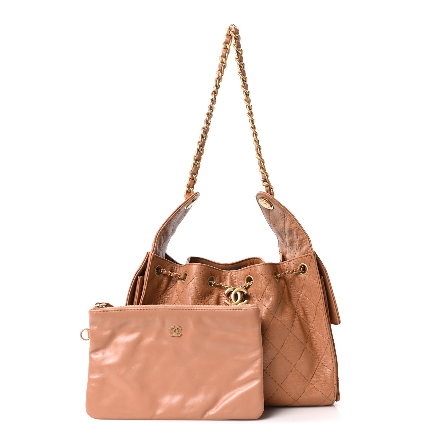 Caviar Quilted Small Chanel 25 Handbag Dark Beige