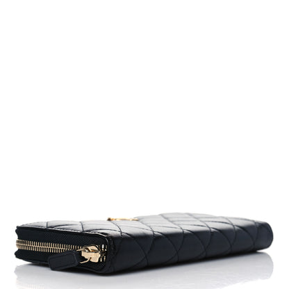 Chanel Lambskin Quilted Large Gusset Zip Around Wallet Black 4 of 8