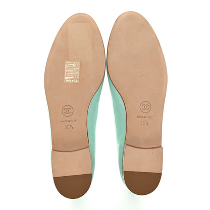 Chanel Patent Calfskin CC Cap Toe Ballerina Flats 36.5 Light Green 5 of 12