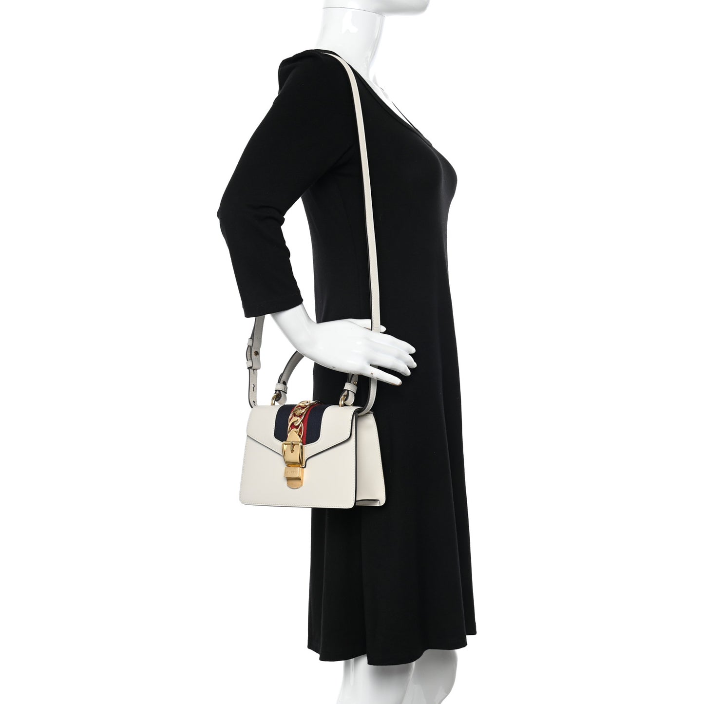 Calfskin Mini Sylvie Top Handle Bag White