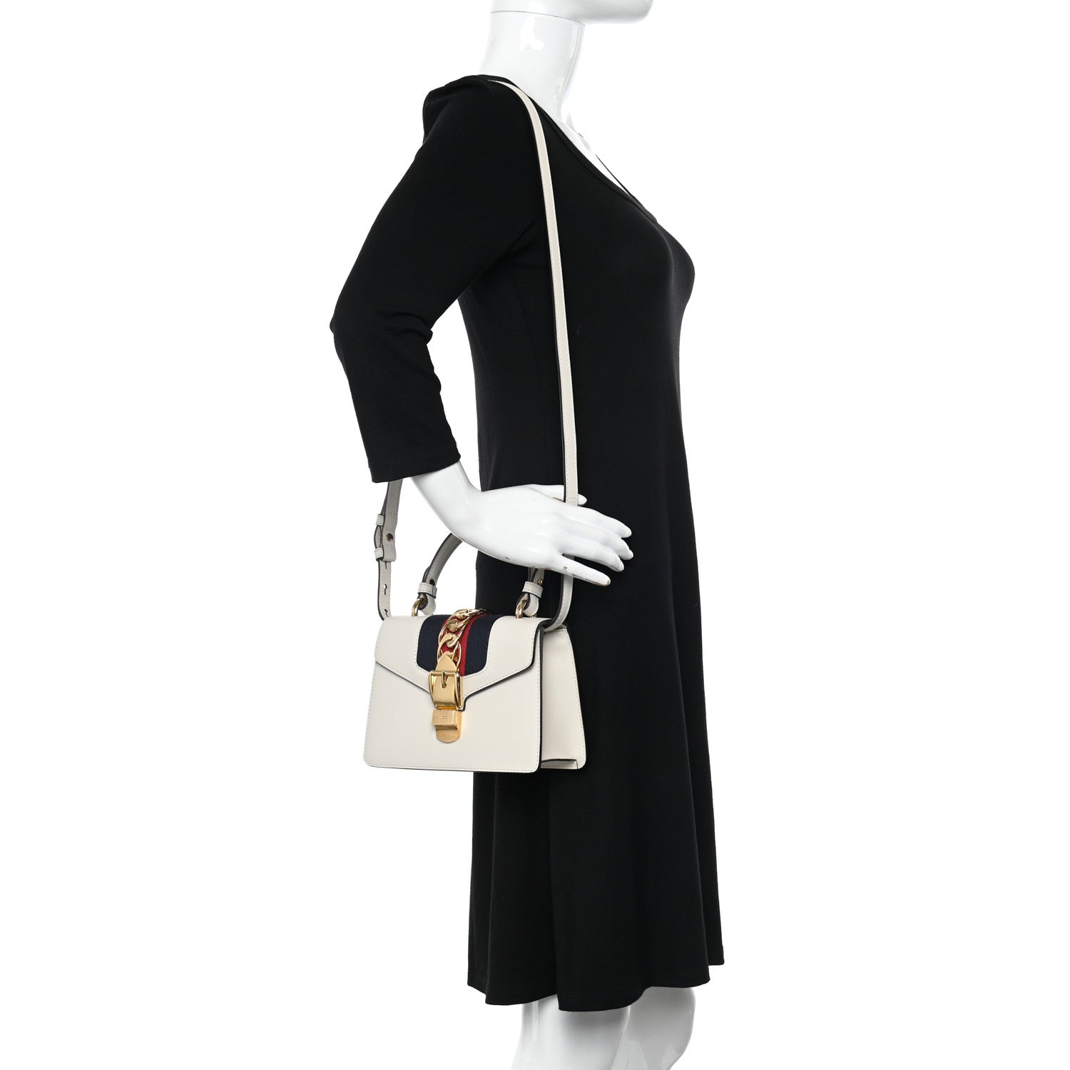 Gucci Calfskin Mini Sylvie Top Handle Bag White 2 of 10