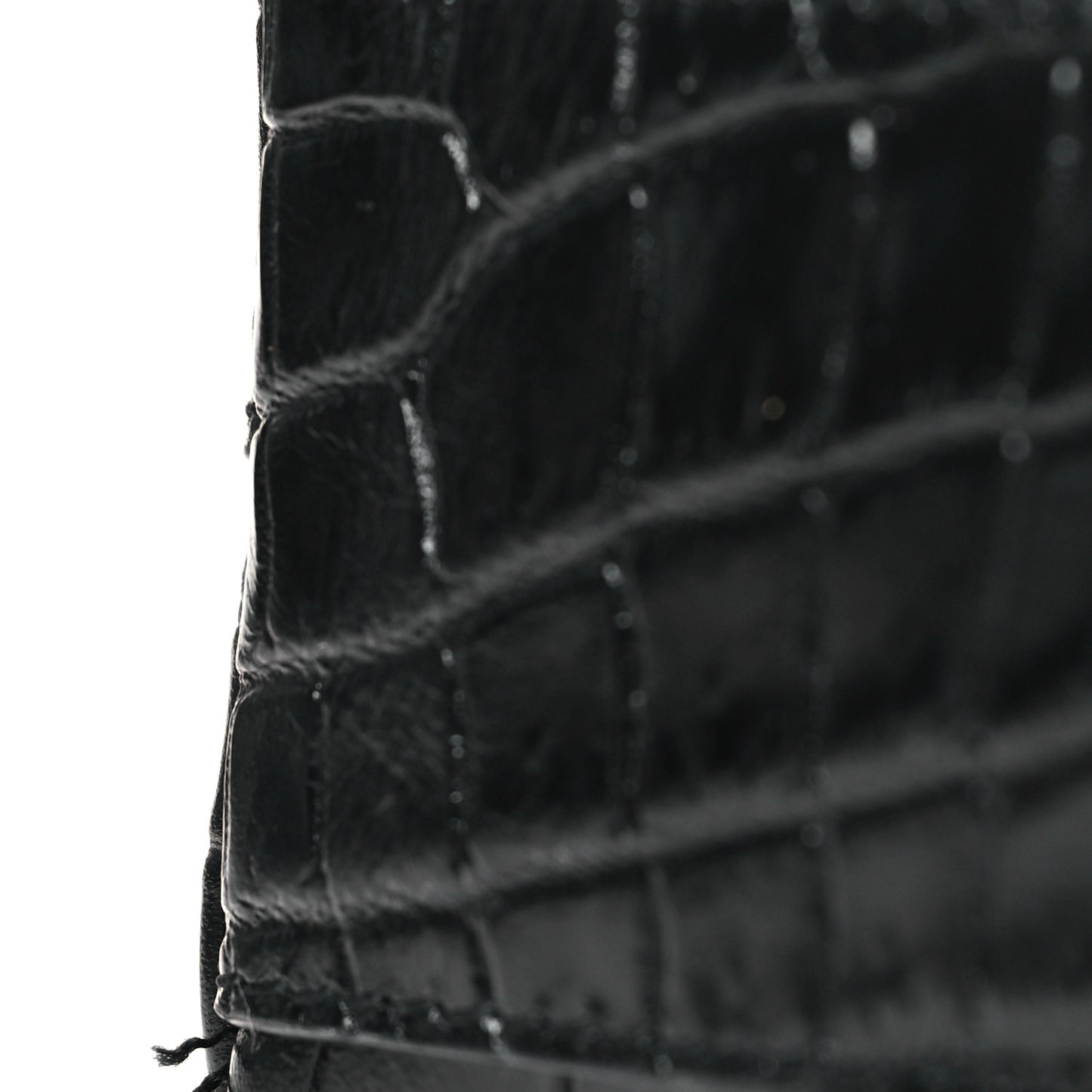 Calfskin Crocodile Embossed Paris Mini Toy Shopper Tote Black
