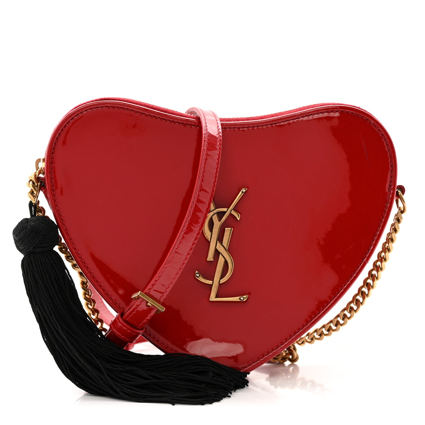 Patent Heart Monogram Crossbody Red