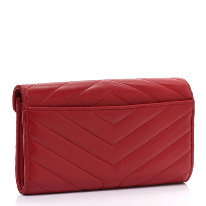 Saint Laurent Lambskin Y Quilt Monogram Large Loulou Flap Wallet Rouge Eros 2 of 13