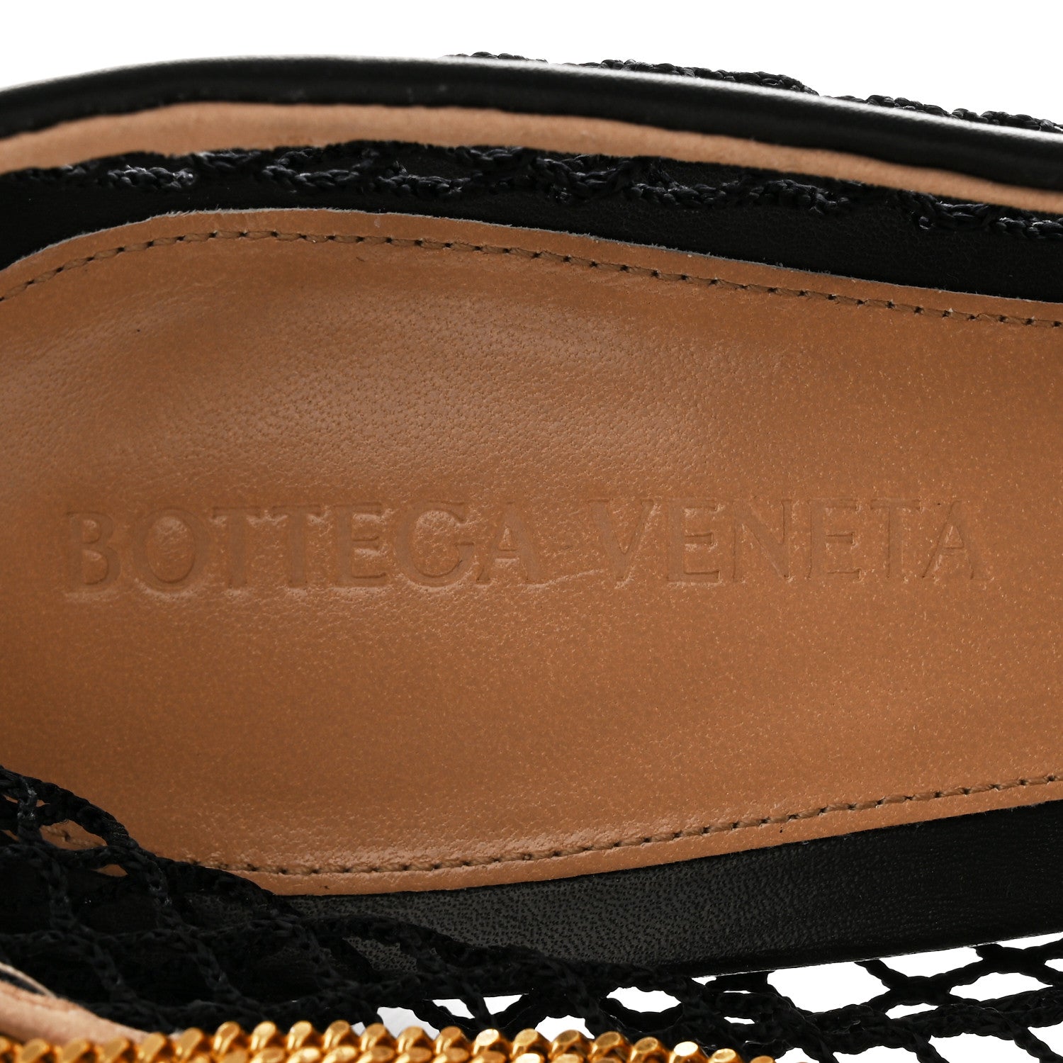 Bottega Veneta Mesh Calfskin Stretch Chain Strap 90mm Pumps 39.5 Black 7 of 9