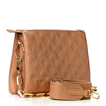 Louis Vuitton Lambskin Embossed Monogram Coussin PM Camel 3 of 14