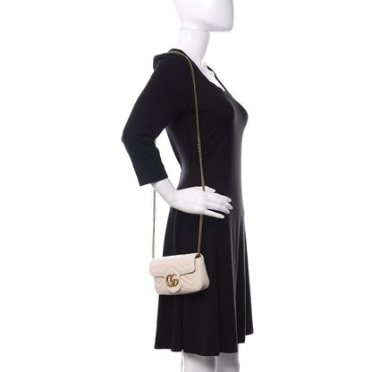Gucci Calfskin Matelasse Super Mini GG Marmont Shoulder Bag White 2 of 10
