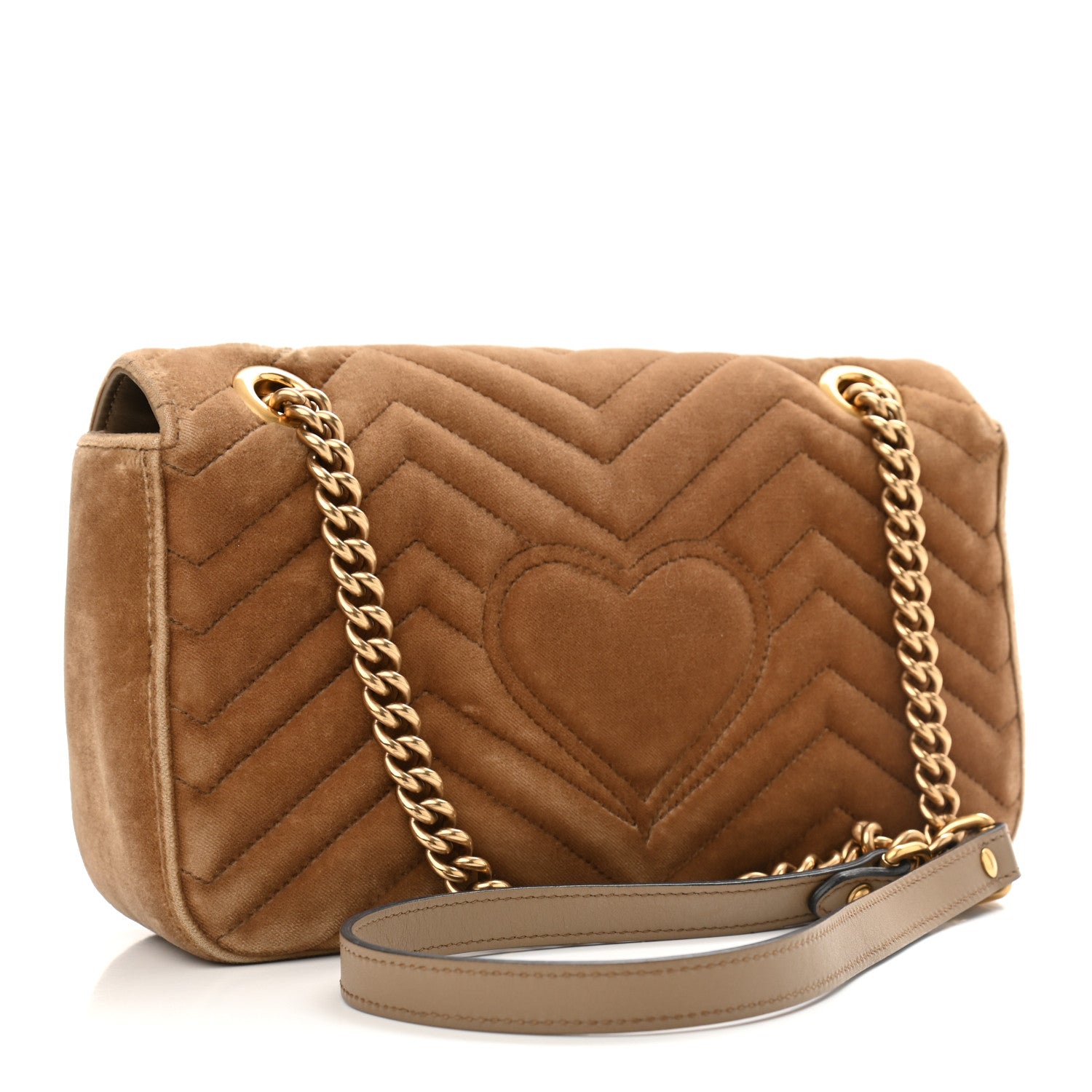 Gucci Velvet Matelasse Small GG Marmont Shoulder Bag Taupe 3 of 12