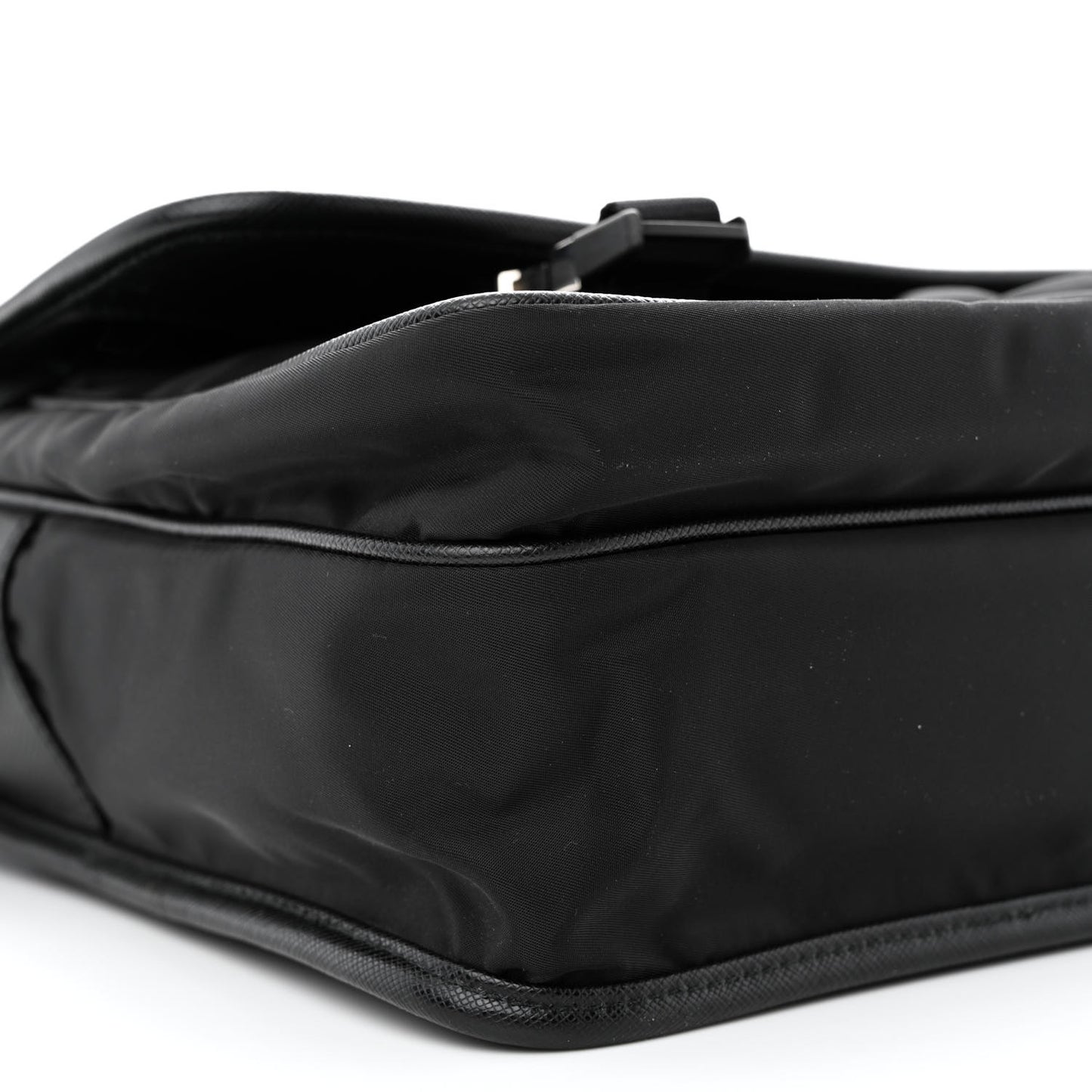 Tessuto Nylon Saffiano Large Double Snap Buckle Messenger Bag Black