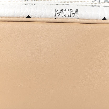 MCM Metallic Visetos Striped Medium Stark Backpack White Beige 16 of 16
