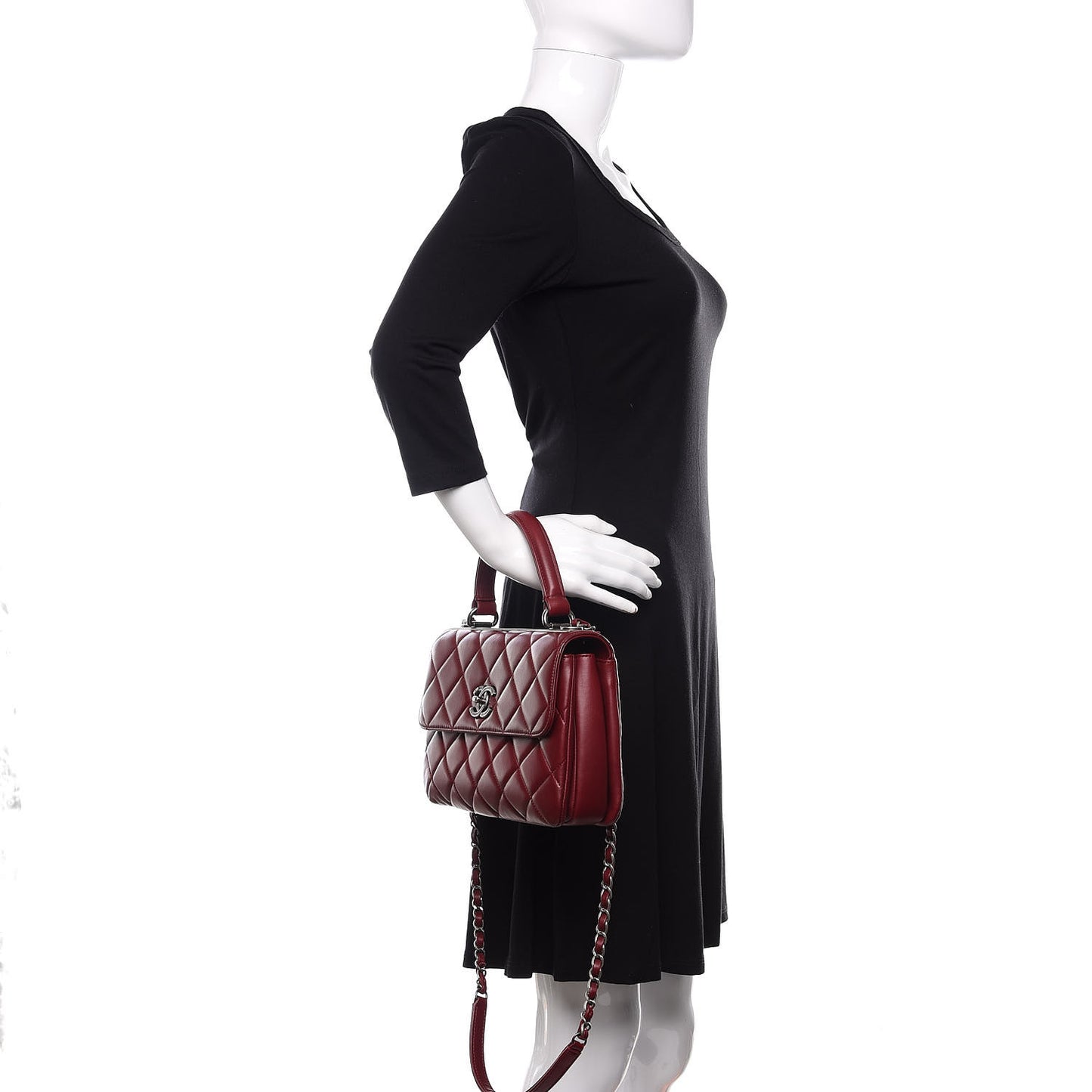 Lambskin Quilted Small Trendy CC Flap Dual Handle Bag Red