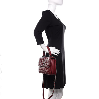 Chanel Lambskin Quilted Small Trendy CC Flap Dual Handle Bag Red 3 of 12