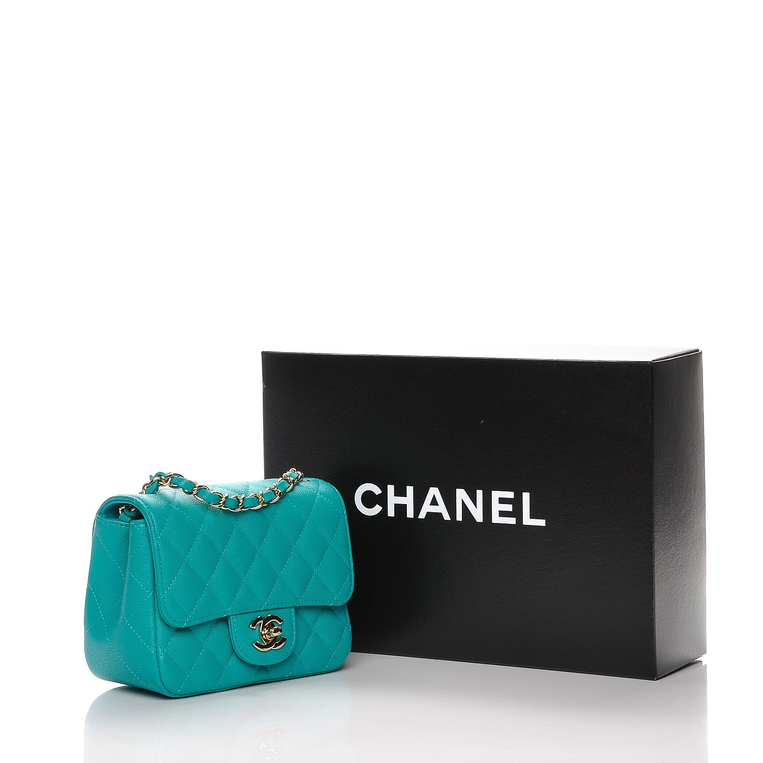 Chanel Caviar Quilted Mini Square Flap Turquoise 8 of 8