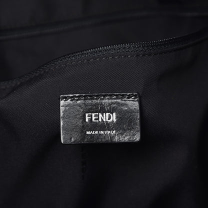 Fendi Nylon Shearling Block Letter Backpack Black 6 of 9
