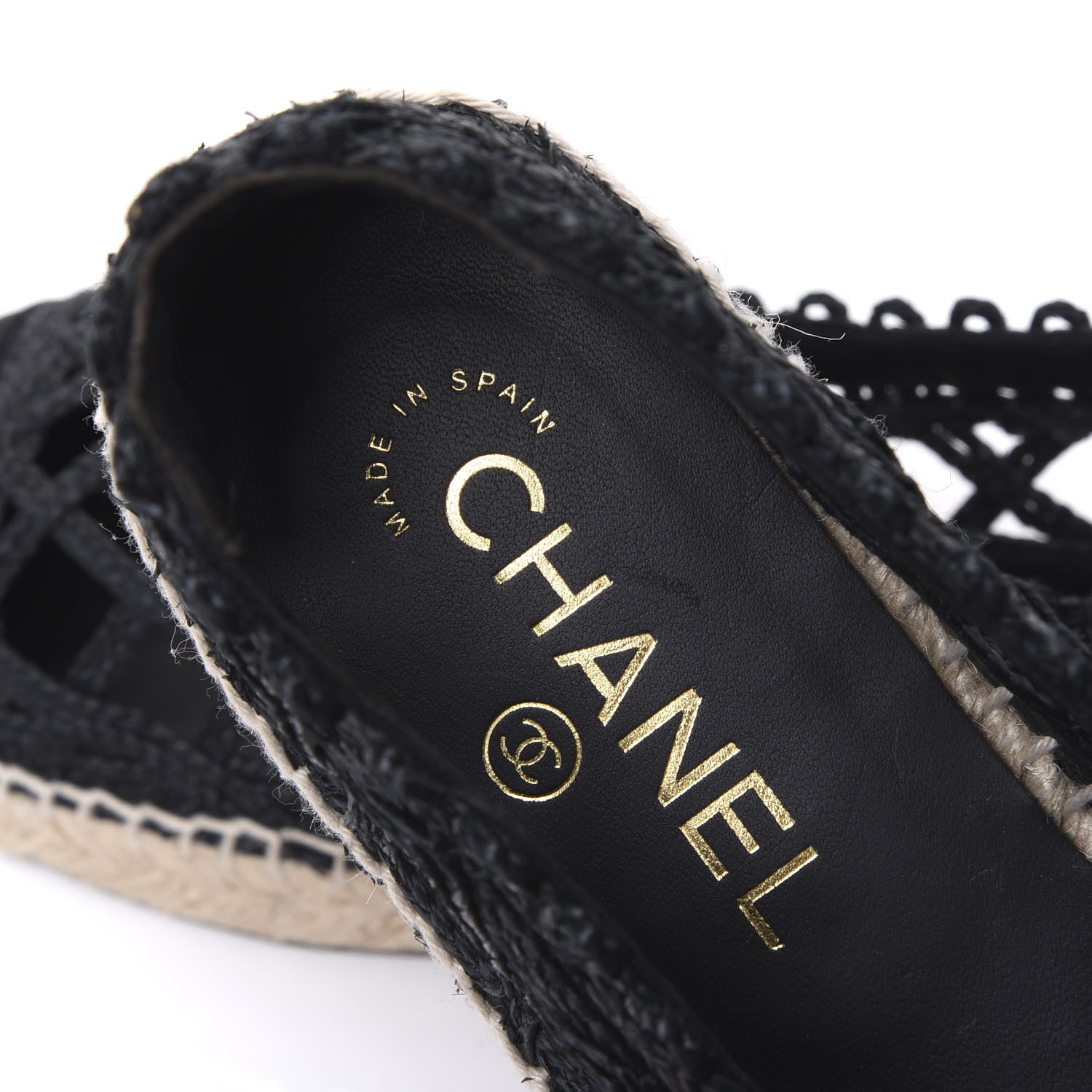 Chanel Woven Fabric Grosgrain CC Espadrilles 38 Black 8 of 11