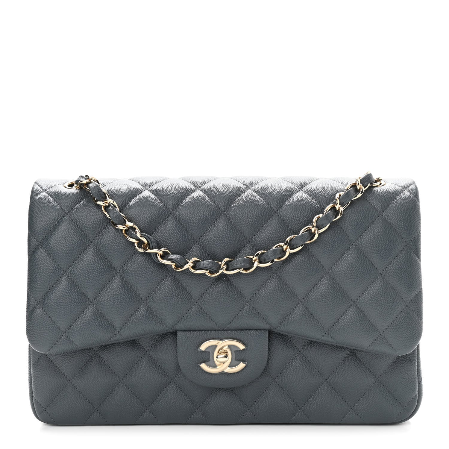 Chanel Caviar Quilted Jumbo Double Flap Grey 1 of 11